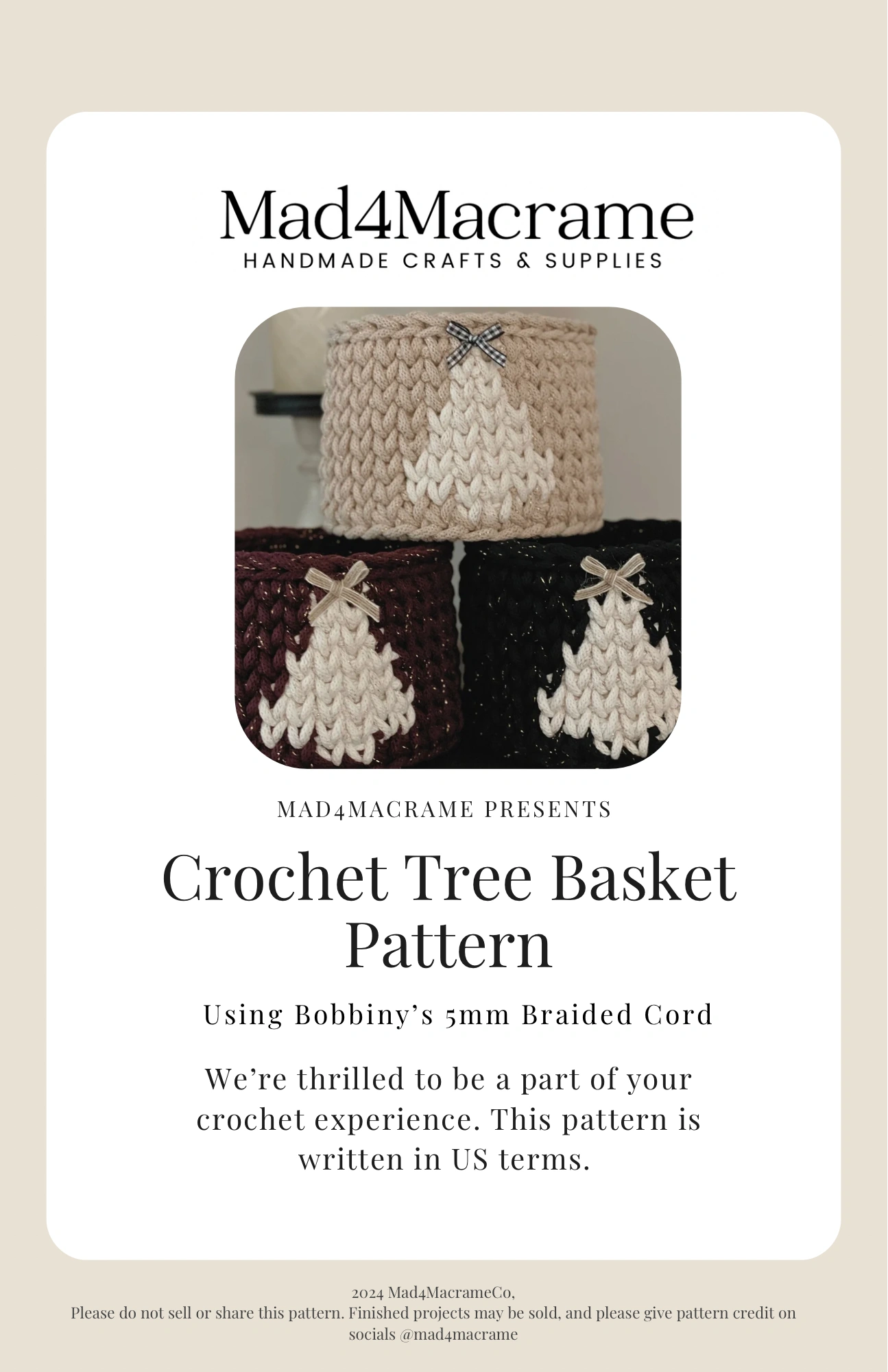 Crochet Tree Basket Pattern| PDF Download