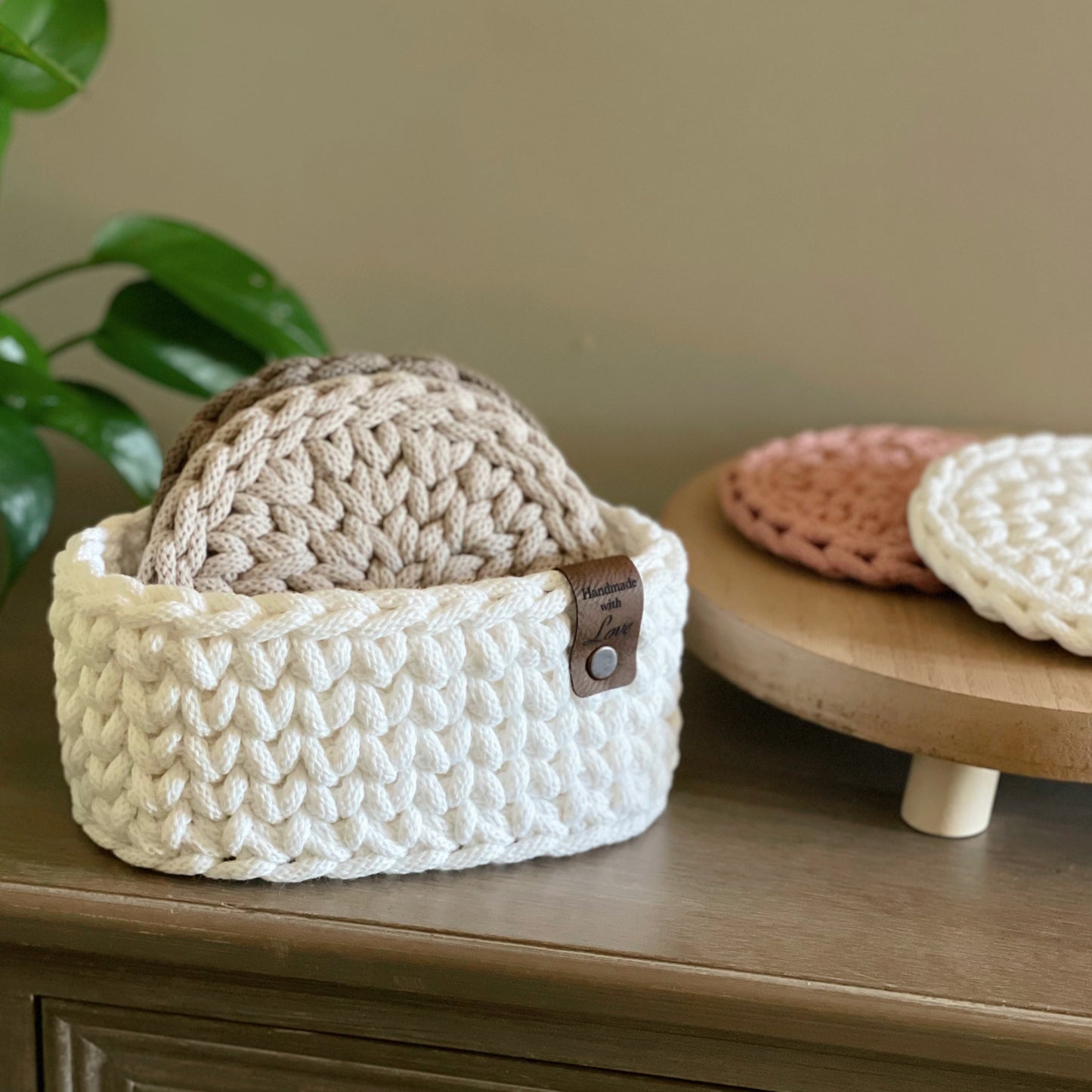 Crochet Basket & Coaster Set Pattern – PDF Download