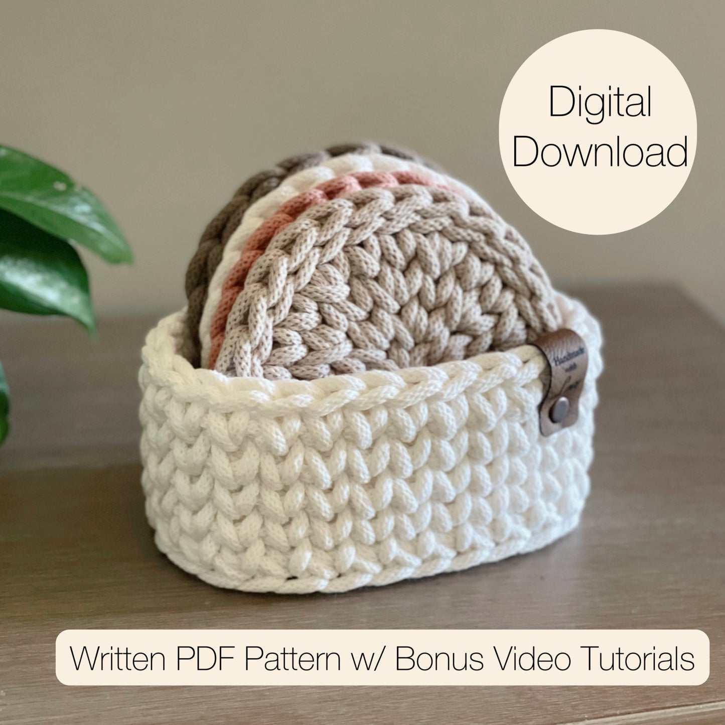 Crochet Basket & Coaster Set Pattern – PDF Download