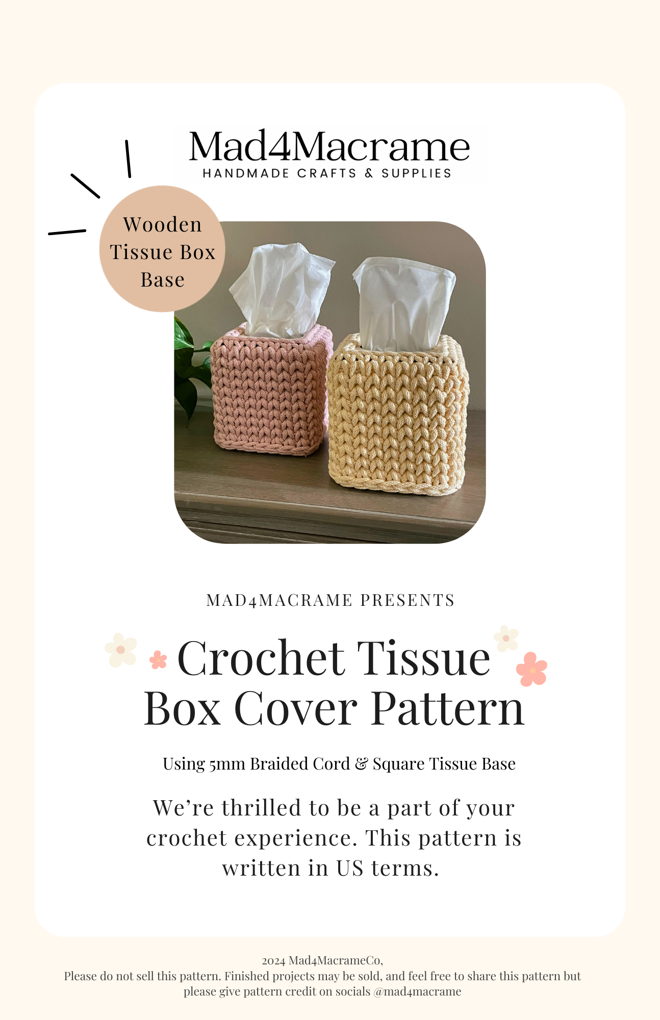 Crochet Tissue Box Cover Pattern| PDF Digital Download