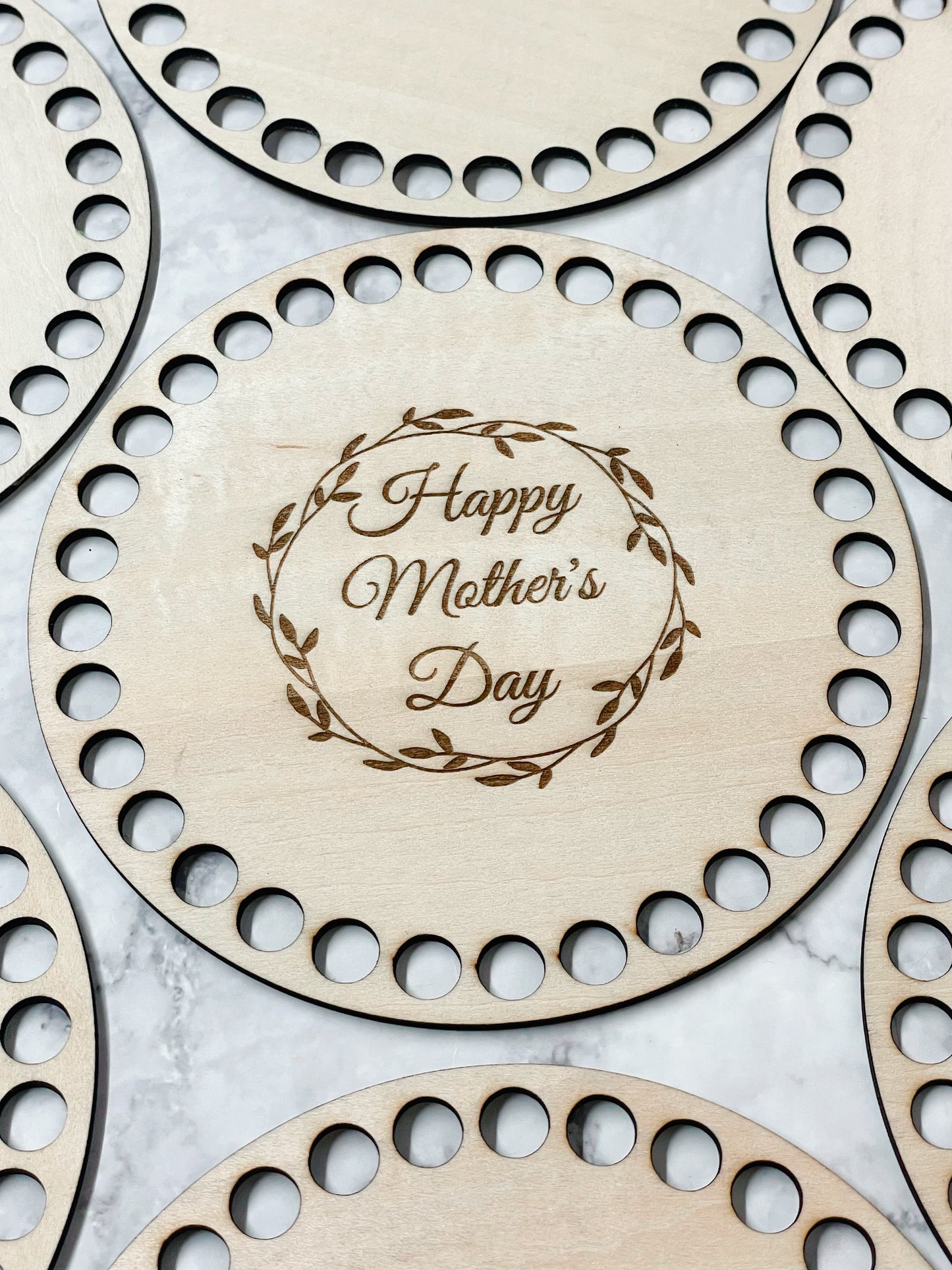 Wooden Mother’s Day Crochet Base | 6 inch (10mm holes)