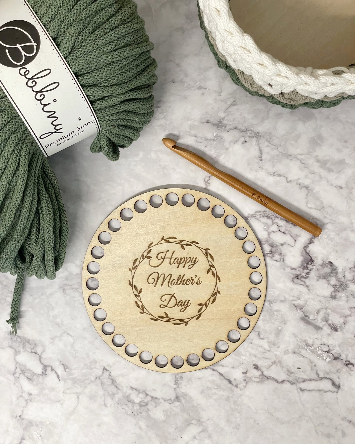 Wooden Mother’s Day Crochet Base | 6 inch (10mm holes)