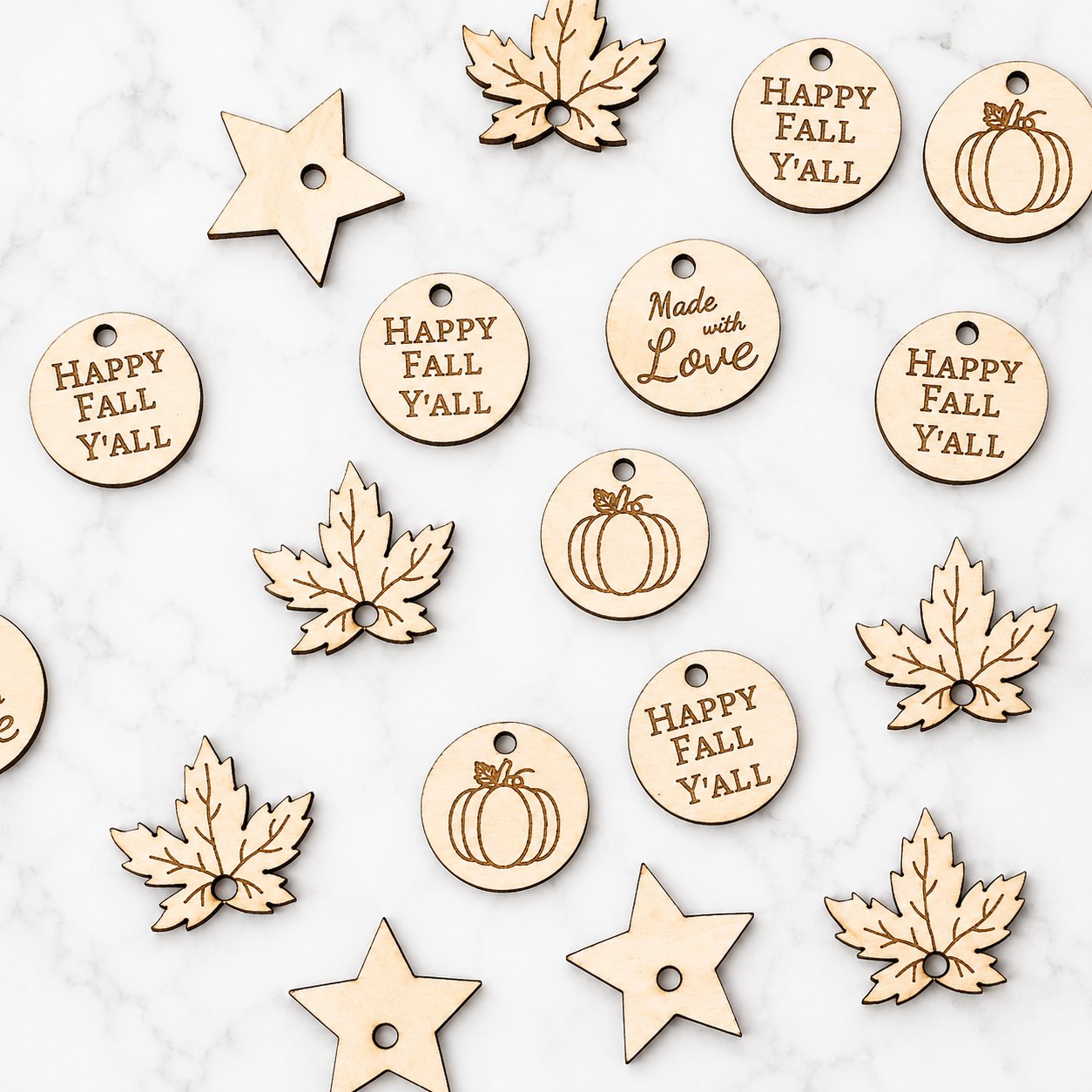 Fall Wooden Accent Tags – Set of 10 | Charms & Craft Tags