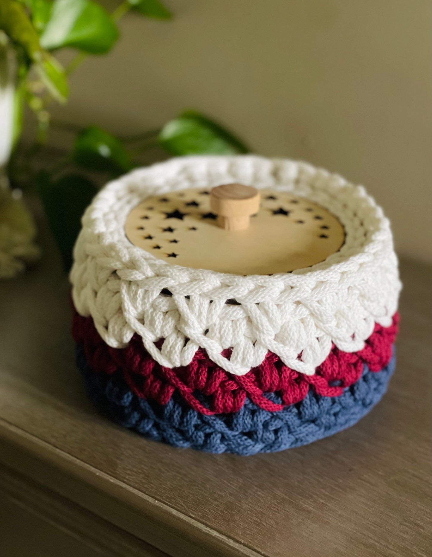 Wooden Crochet Base & Lid Set | 6” Basket Bottom, Top Ring & Lid Included | Secure Fit Design