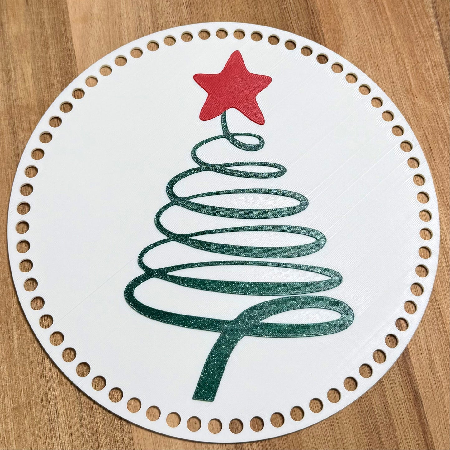 Swirly Christmas Tree Base for Basket Coiling and Crochet 10-inch