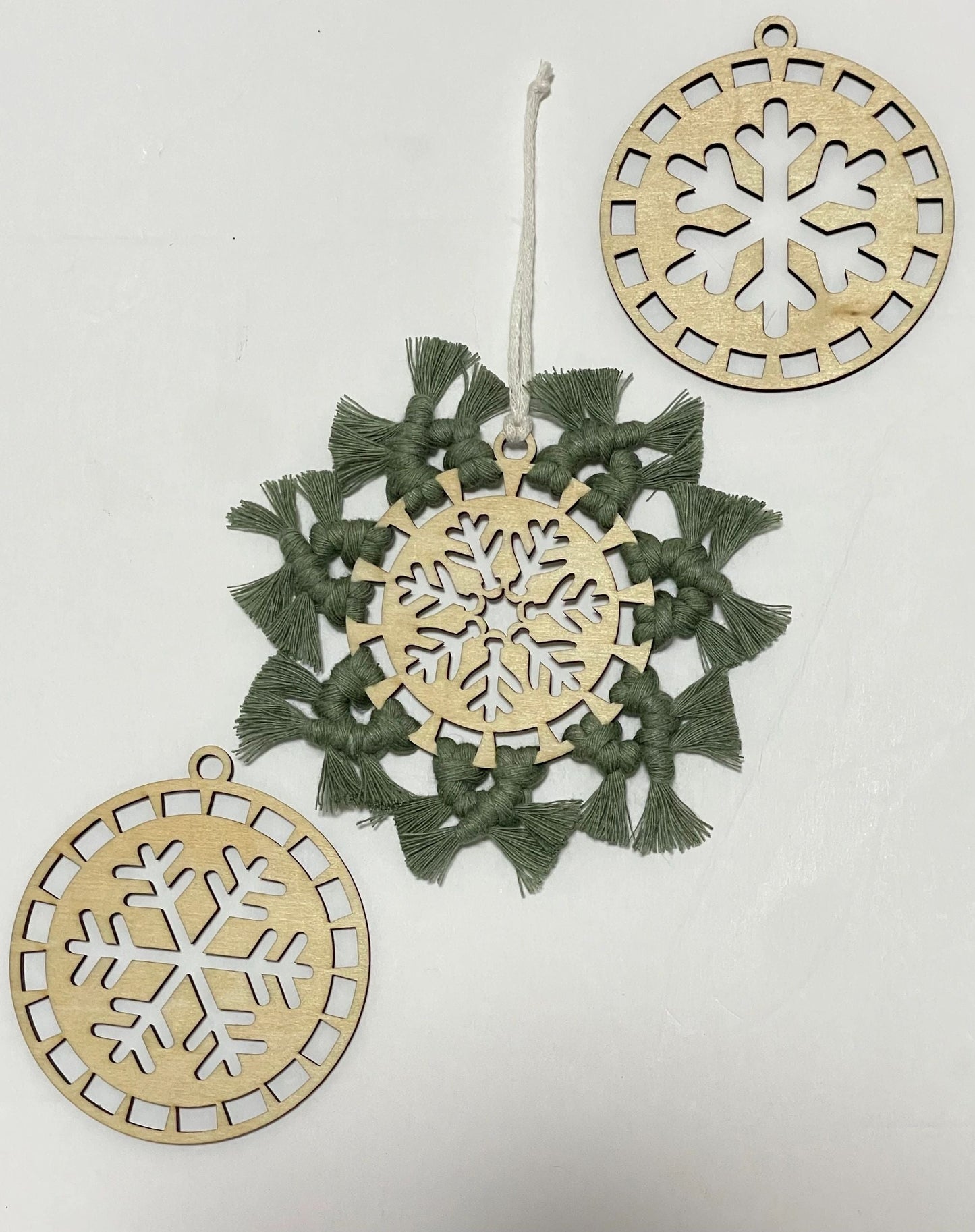 Wooden Macrame Ornament Set