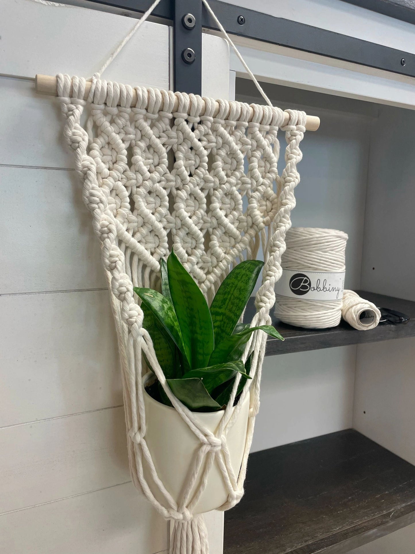 Wooden dowels, macrame supplies