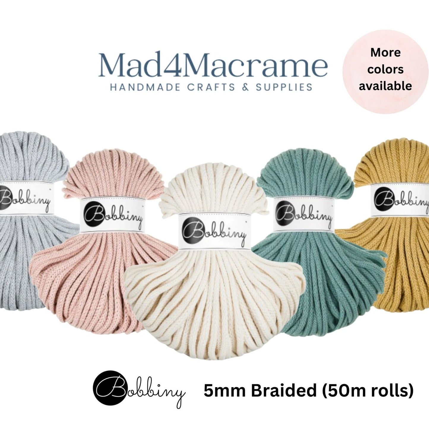Bobbiny’s 5mm Braided 50m | 1/2 rolls