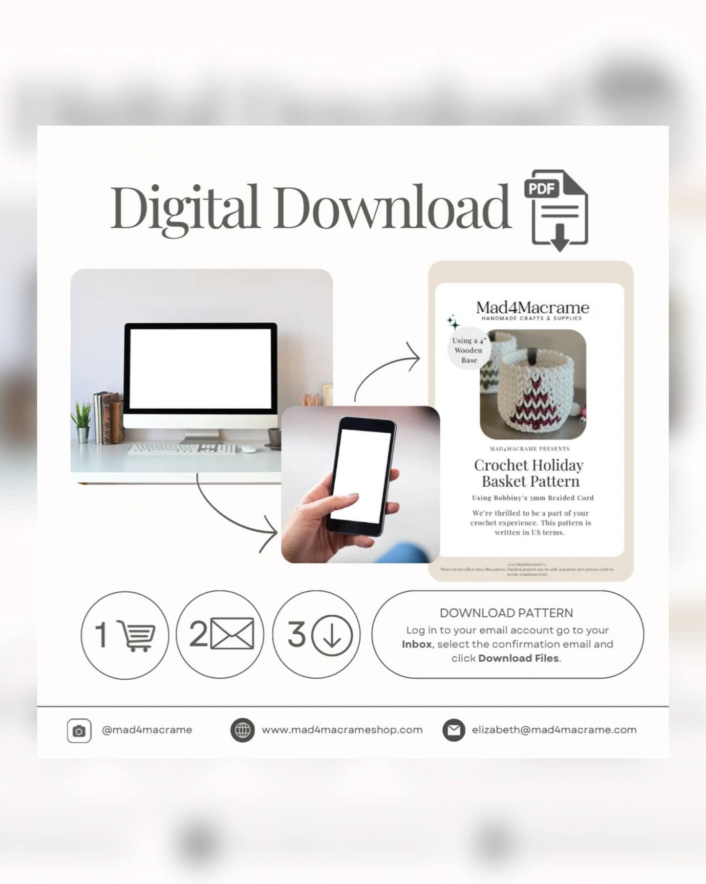 Crochet Holiday Basket DIY Kit