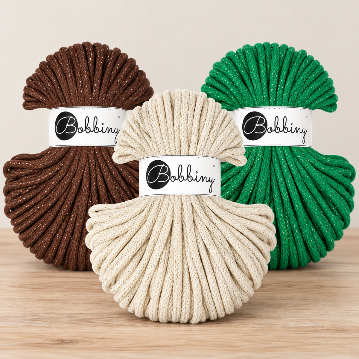 Bobbiny’s Shiny Collection | 5mm Braided Cord | 50m (1/2 Rolls)