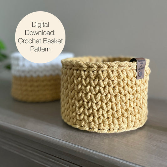 Crochet Basket Pattern using a 6” Wooden Base | Digital Download