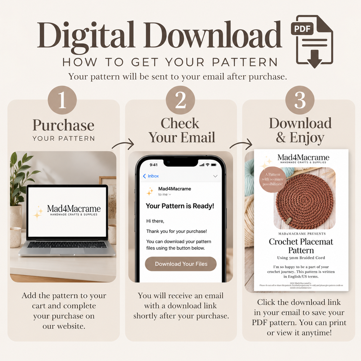 Crochet Placemat Pattern PDF + Video Tutorial