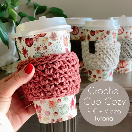Crochet Cup Cozy Pattern | PDF + Video Tutorial | Instant Download