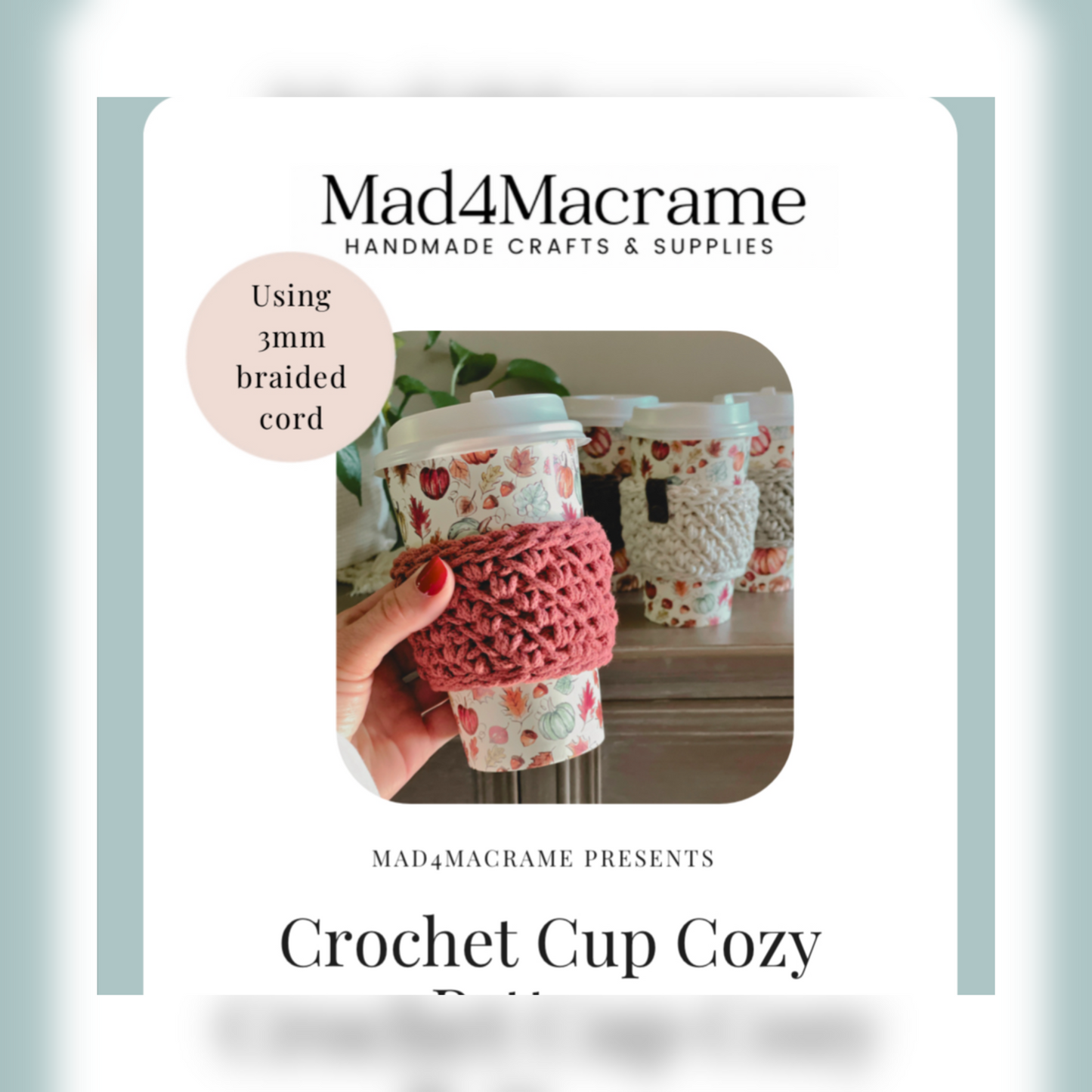 Crochet Cup Cozy Pattern | PDF + Video Tutorial | Instant Download