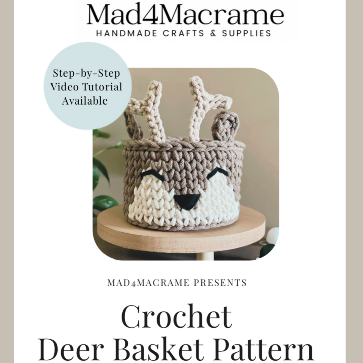 Crochet Deer Basket Pattern (PDF + Video Tutorial)