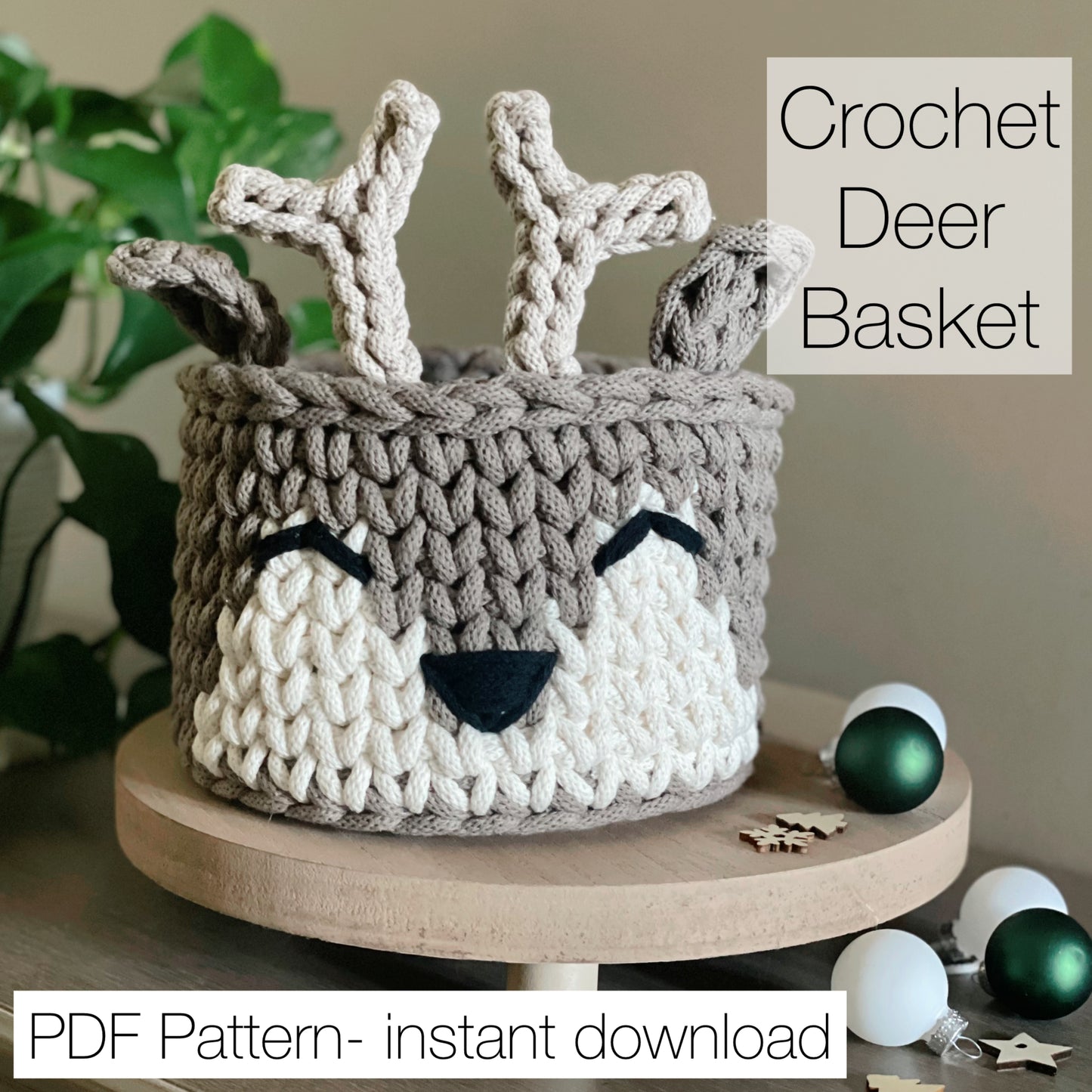 Crochet Deer Basket Pattern (PDF + Video Tutorial)