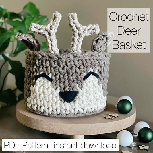 Crochet Deer Basket Pattern (PDF + Video Tutorial)