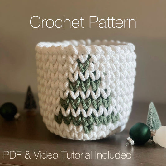 Crochet Holiday Basket Pattern | Tree Design