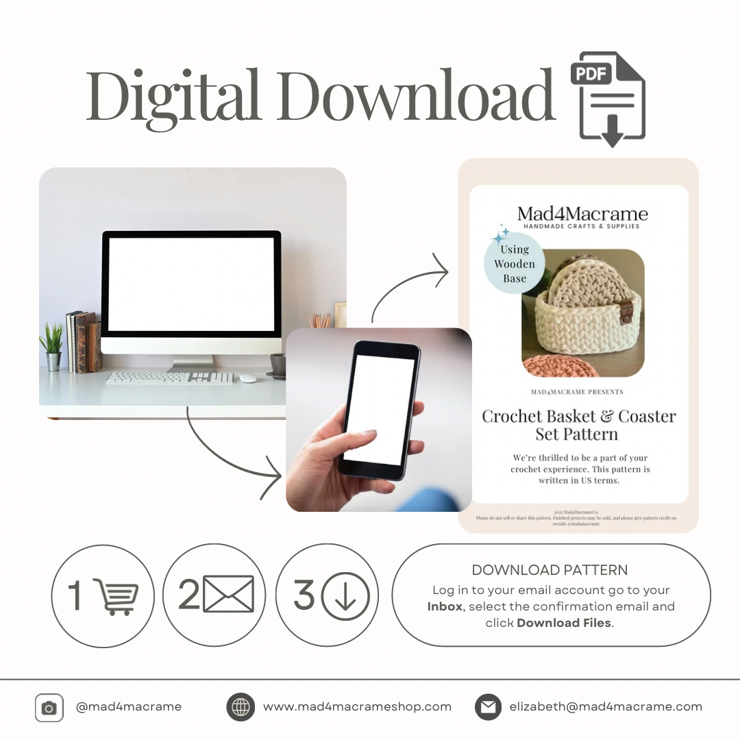 Crochet Basket & Coaster Set Pattern | PDF Download