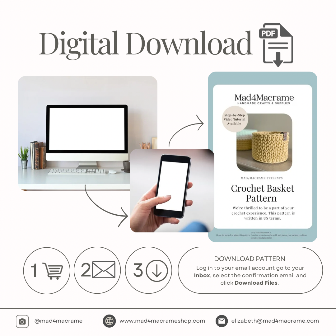 Crochet Basket Pattern using a 6” Wooden Base | Digital Download
