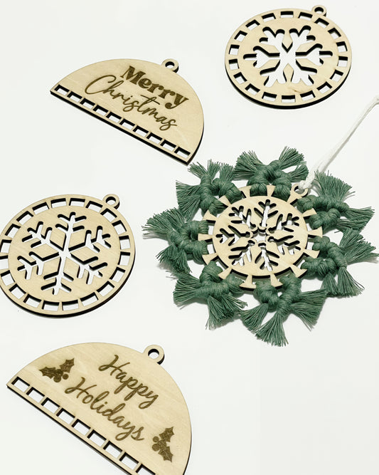 Wooden Macrame Ornament Set