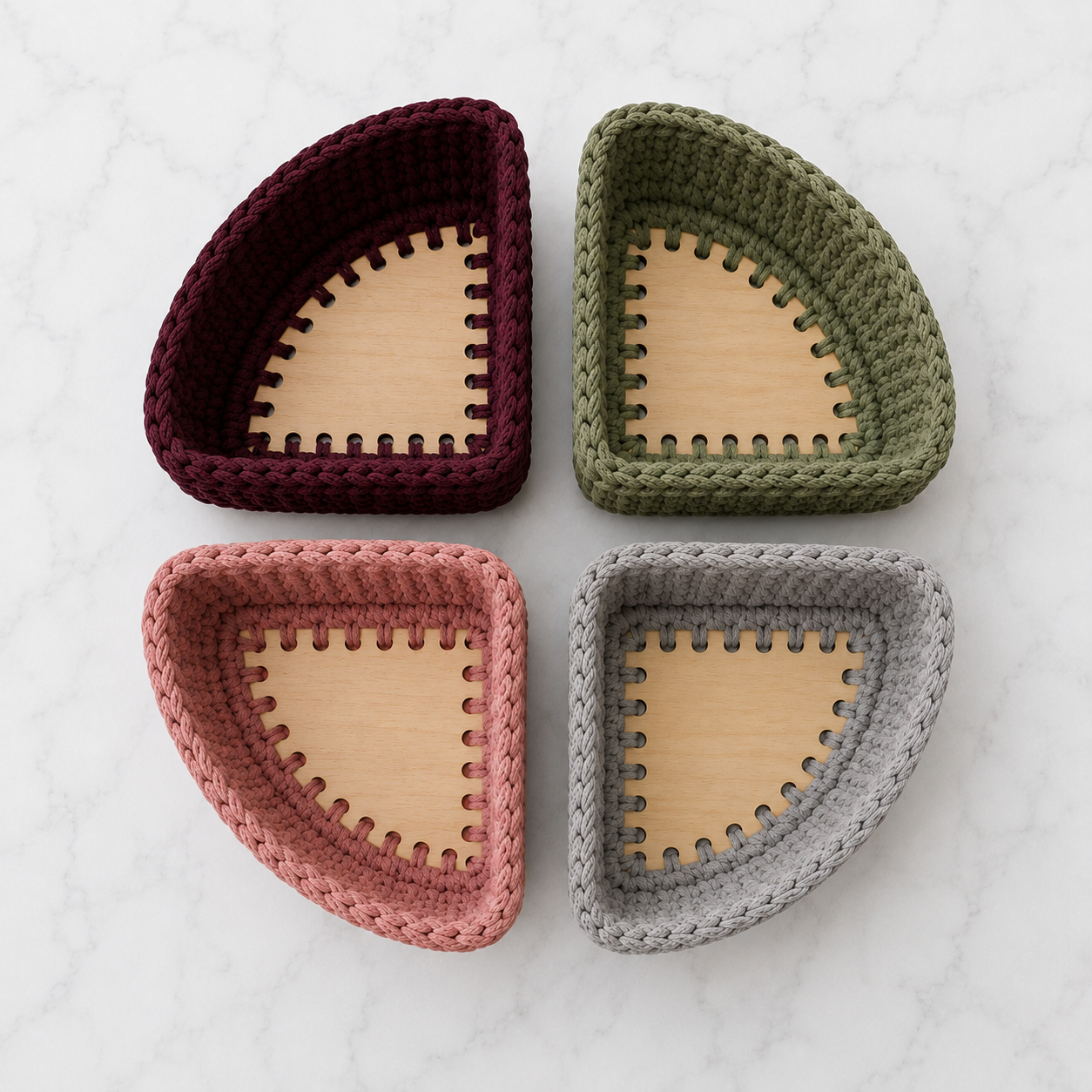 Corner Wooden Crochet Basket Base | 6” & 8” Sizes