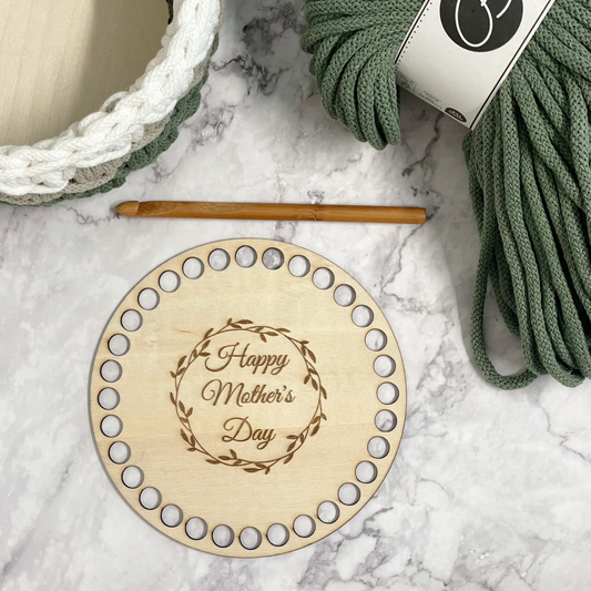Wooden Mother’s Day Crochet Base | 6 inch (10mm holes)