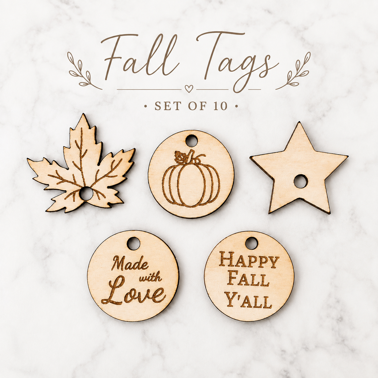 Fall Wooden Accent Tags – Set of 10 | Charms & Craft Tags