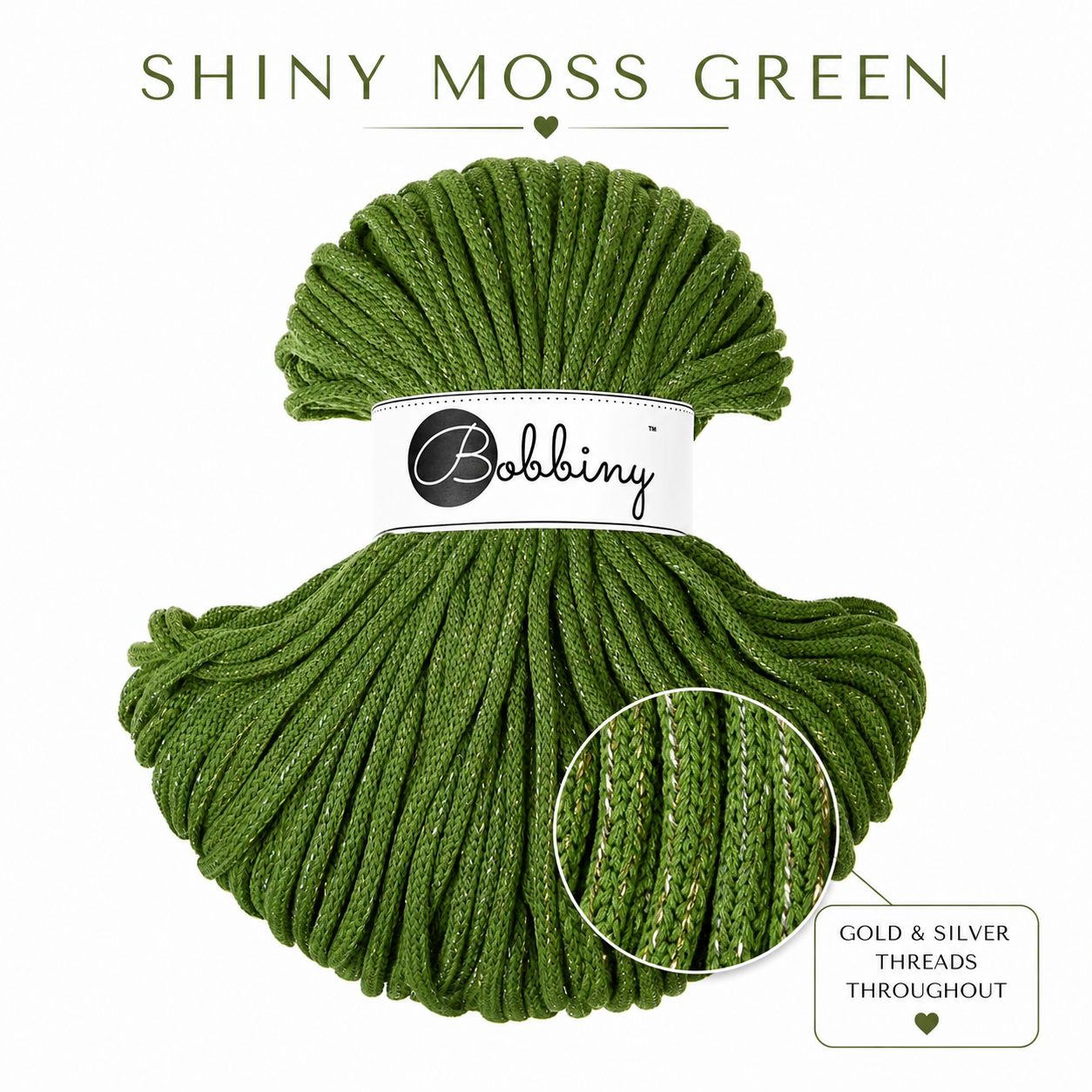 Bobbiny’s Shiny Moss Green in 5mm Braided | Discontinued