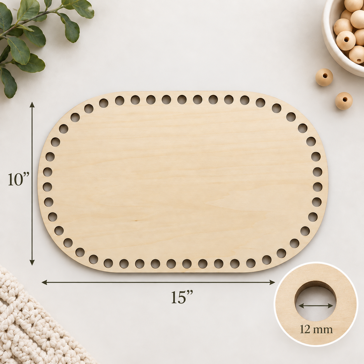 Large Oval Basket Bases | 15”x10”with 12mm Holes