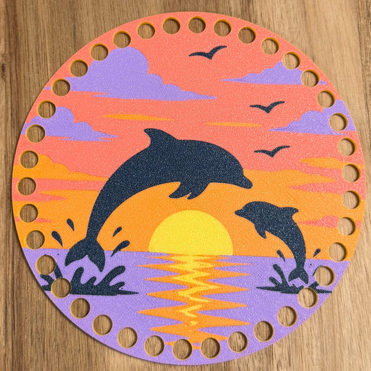 Dolphins and Sunset Base for Basket Making