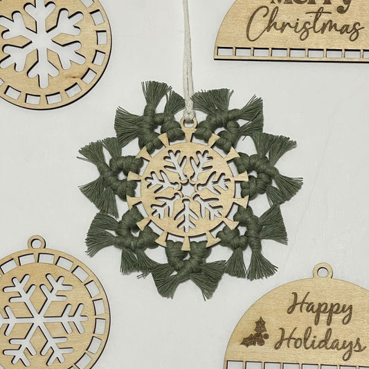 Wooden Macrame Ornament Set