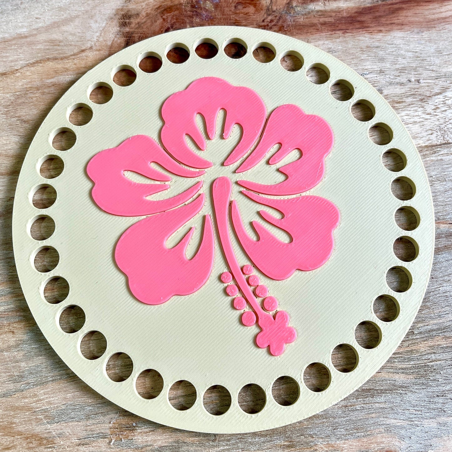Hibiscus Base for Basket Coiling and Crochet 5-inch