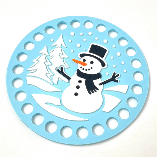 Snowman Scene Base for Basket Coiling and Crochet 5-inch